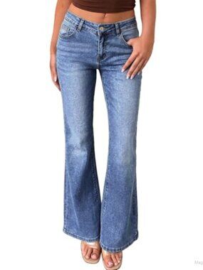 Women's Low Rise Stretch Flare Jeans Bell Bottom Bootcut Denim